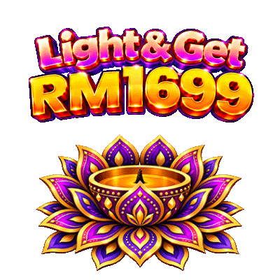 Light the Diya: a lotus diya lamp lighting up beneath a Light & Get RM1699 sign